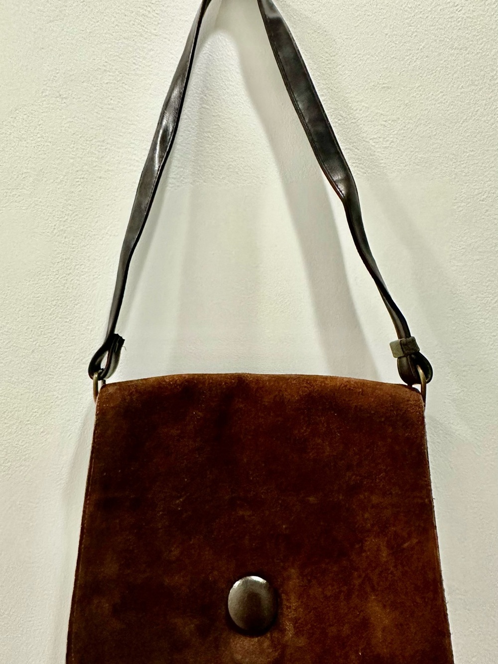 Vintage Brown Suede Crossbody Bag